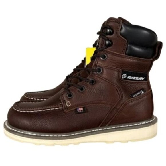 SUREWAY Heavy Duty Soft Toe Full Grain Leather Work Boots Red Wine Size 12 NEW main image 7